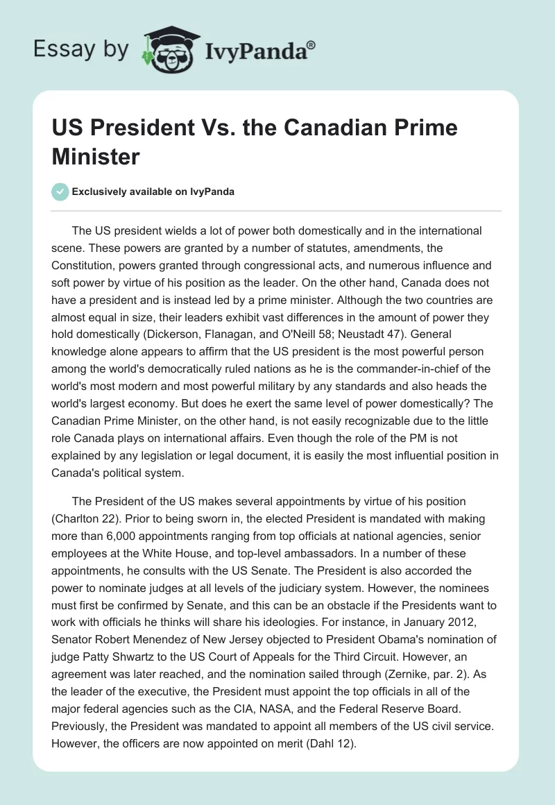 US President vs. the Canadian Prime Minister. Page 1