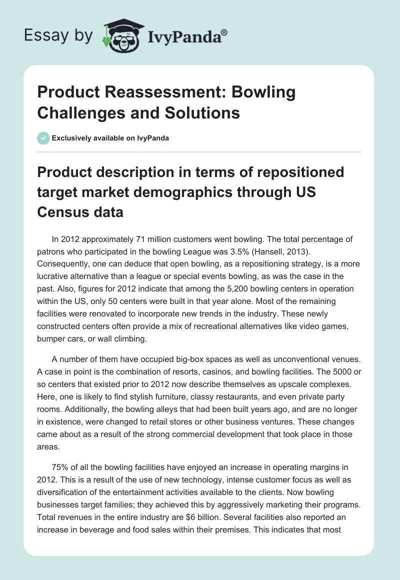Product Reassessment: Bowling Challenges and Solutions. Page 1