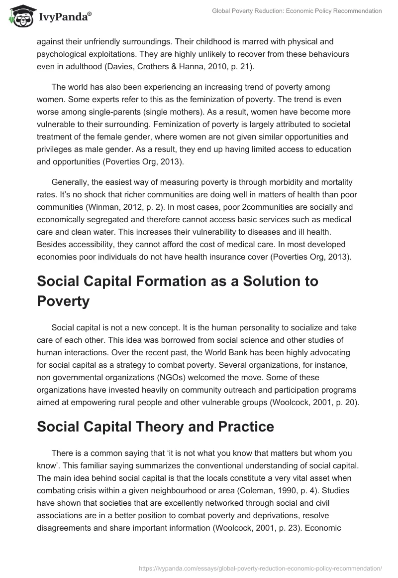Global Poverty Reduction: Economic Policy Recommendation. Page 4