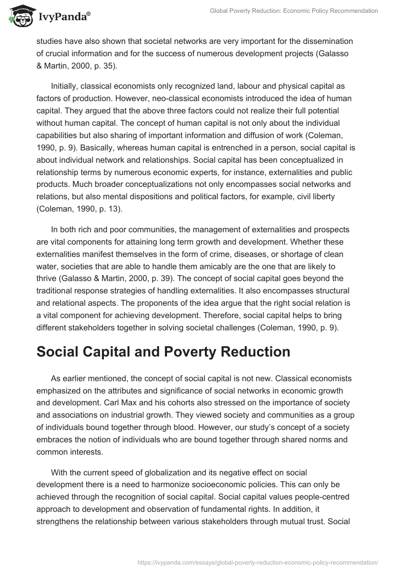 Global Poverty Reduction: Economic Policy Recommendation. Page 5