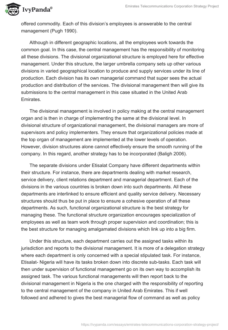 Emirates Telecommunications Corporation Strategy Project. Page 2