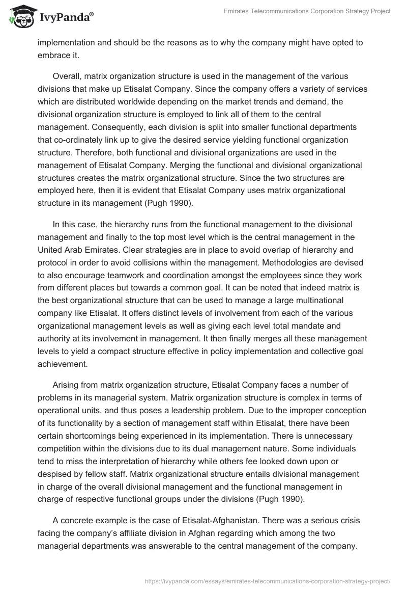 Emirates Telecommunications Corporation Strategy Project. Page 3