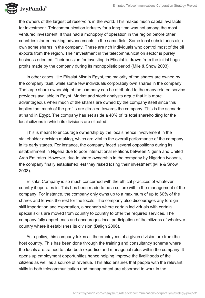 Emirates Telecommunications Corporation Strategy Project. Page 5