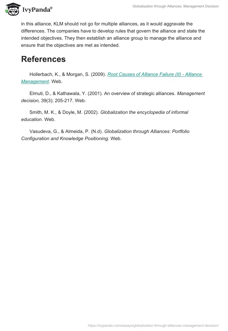 Globalization through Alliances: Management Decision. Page 4