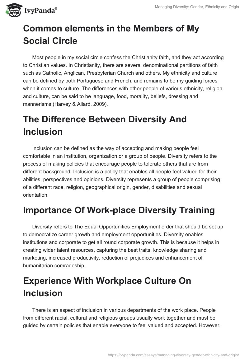 Managing Diversity: Gender, Ethnicity and Origin. Page 2