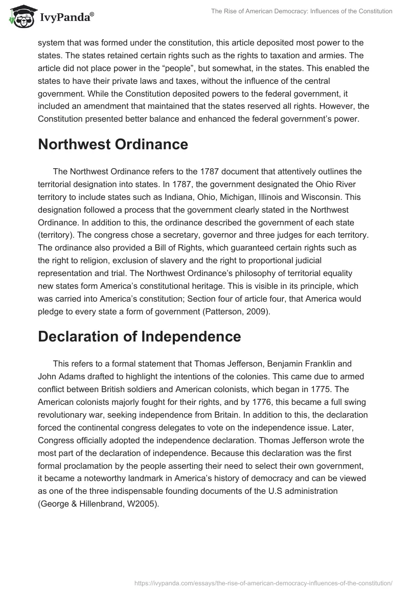 The Rise of American Democracy: Influences of the Constitution. Page 2