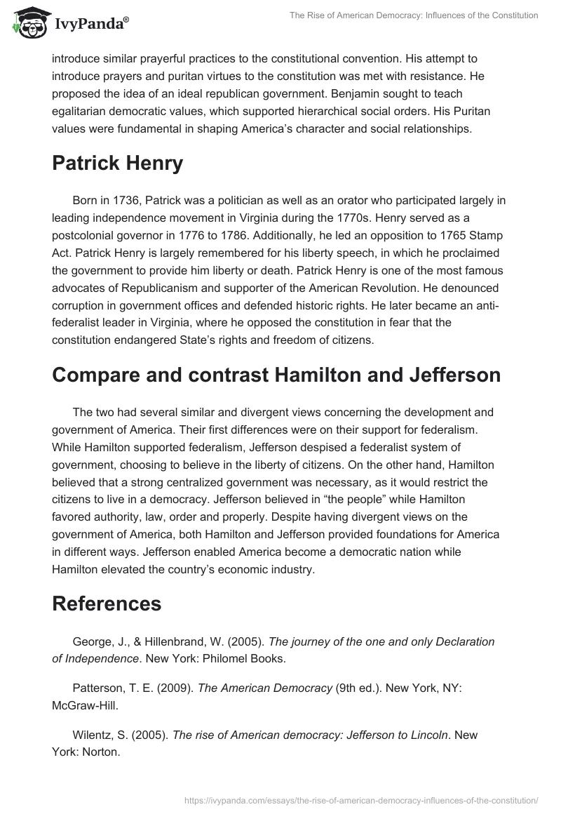 The Rise of American Democracy: Influences of the Constitution. Page 4