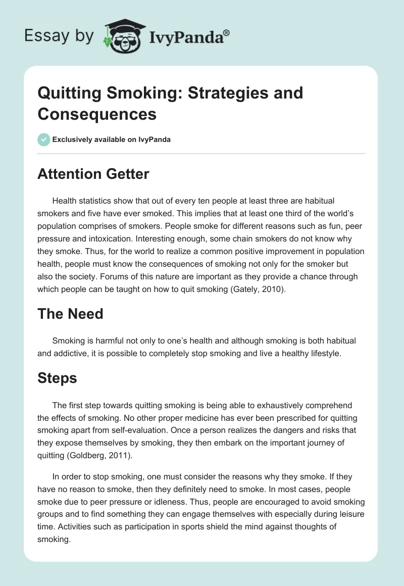 Quitting Smoking: Strategies and Consequences. Page 1