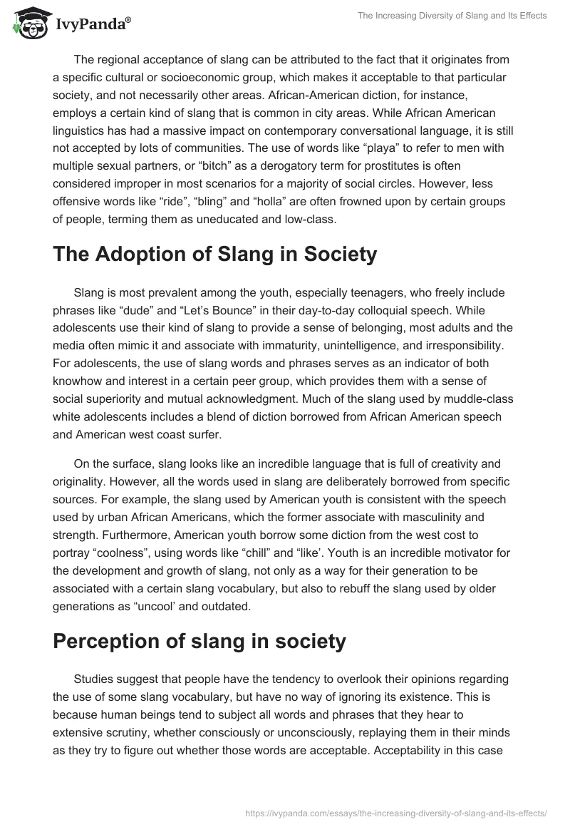 The Increasing Diversity of Slang and Its Effects. Page 2