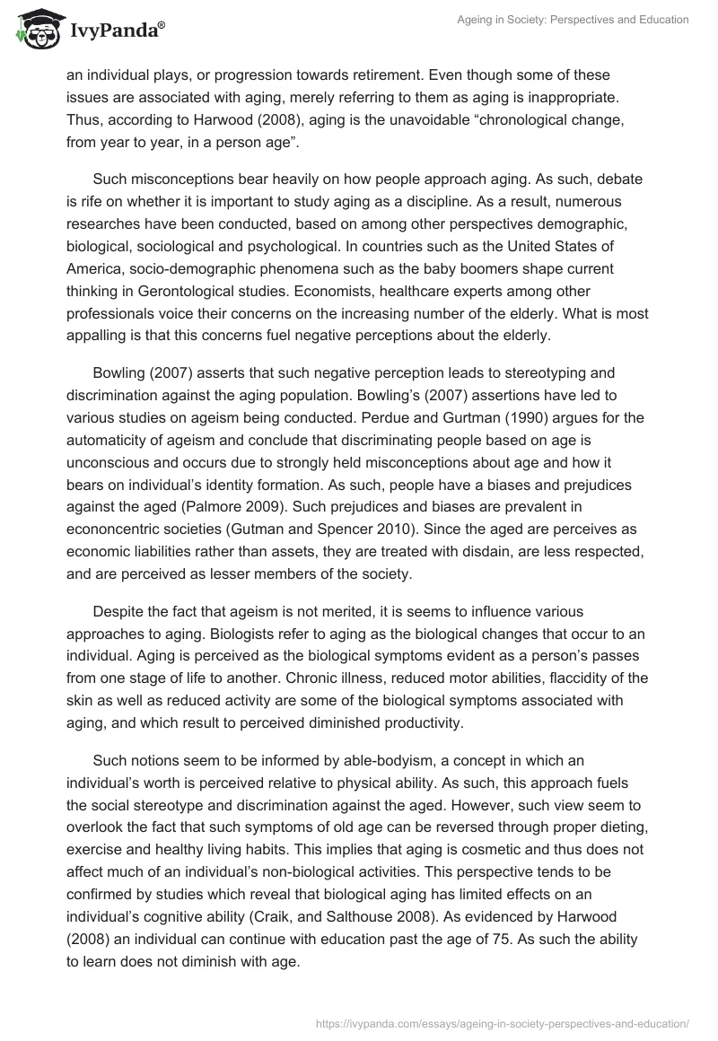 Ageing in Society: Perspectives and Education. Page 2