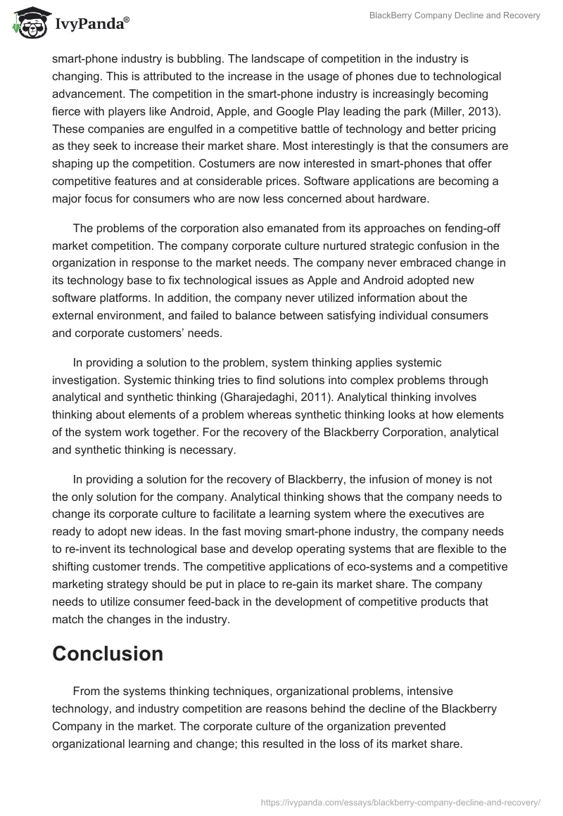 BlackBerry Company Decline and Recovery. Page 3