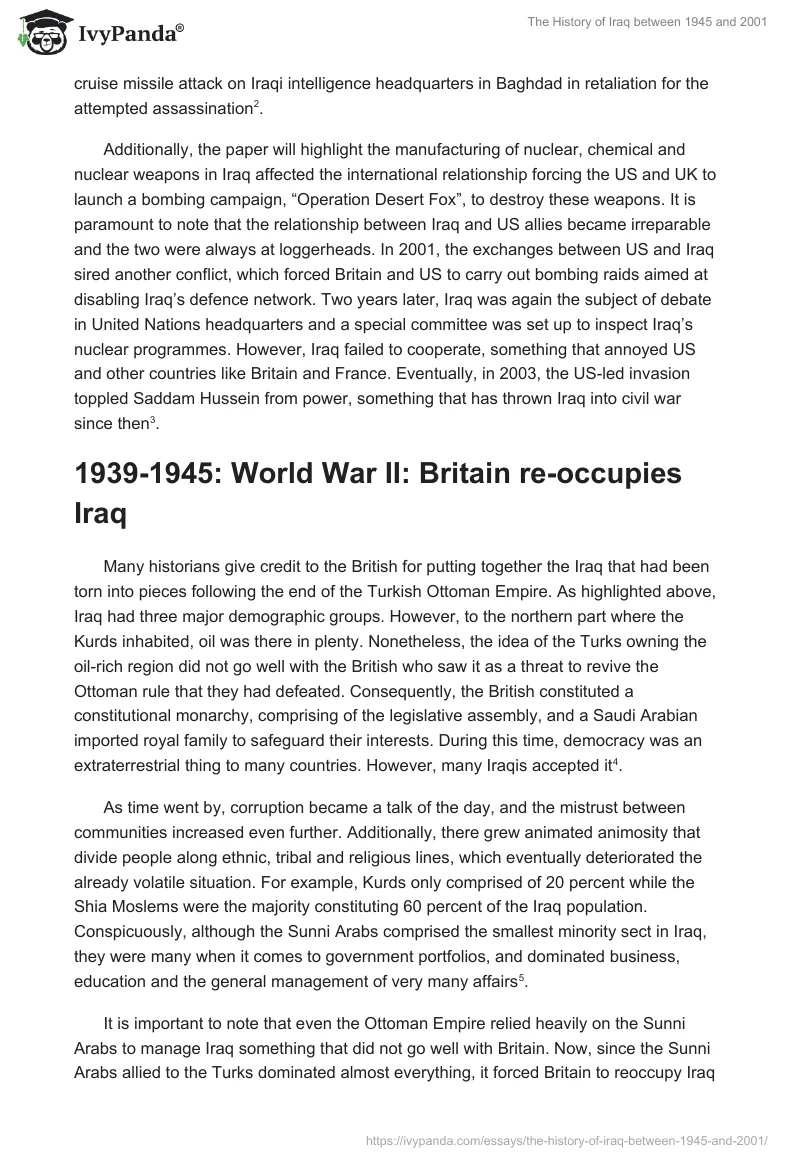 The History of Iraq between 1945 and 2001. Page 2