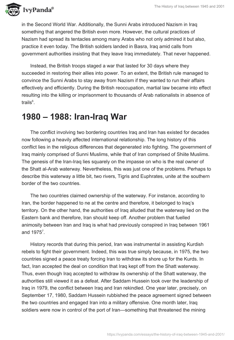 The History of Iraq between 1945 and 2001. Page 3