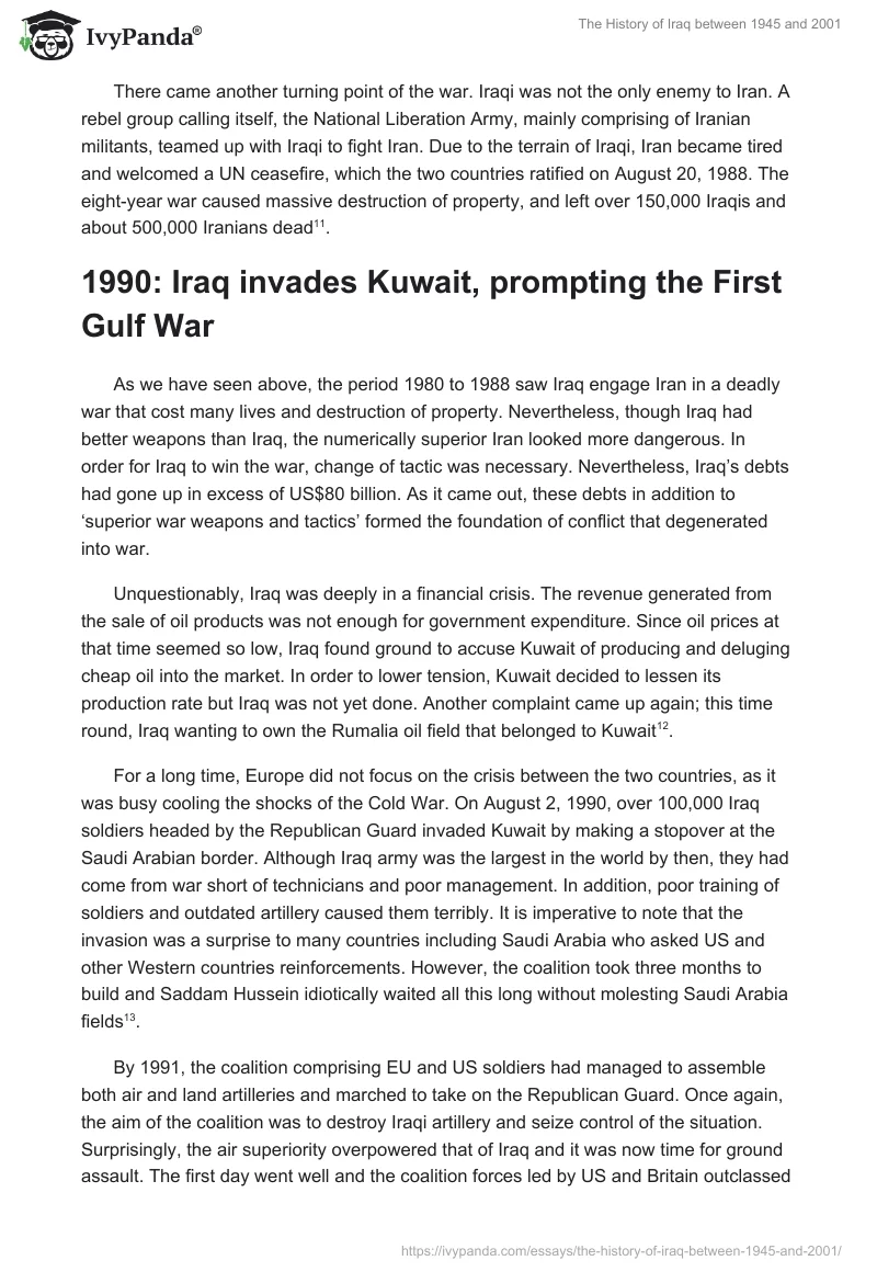 The History of Iraq between 1945 and 2001. Page 5