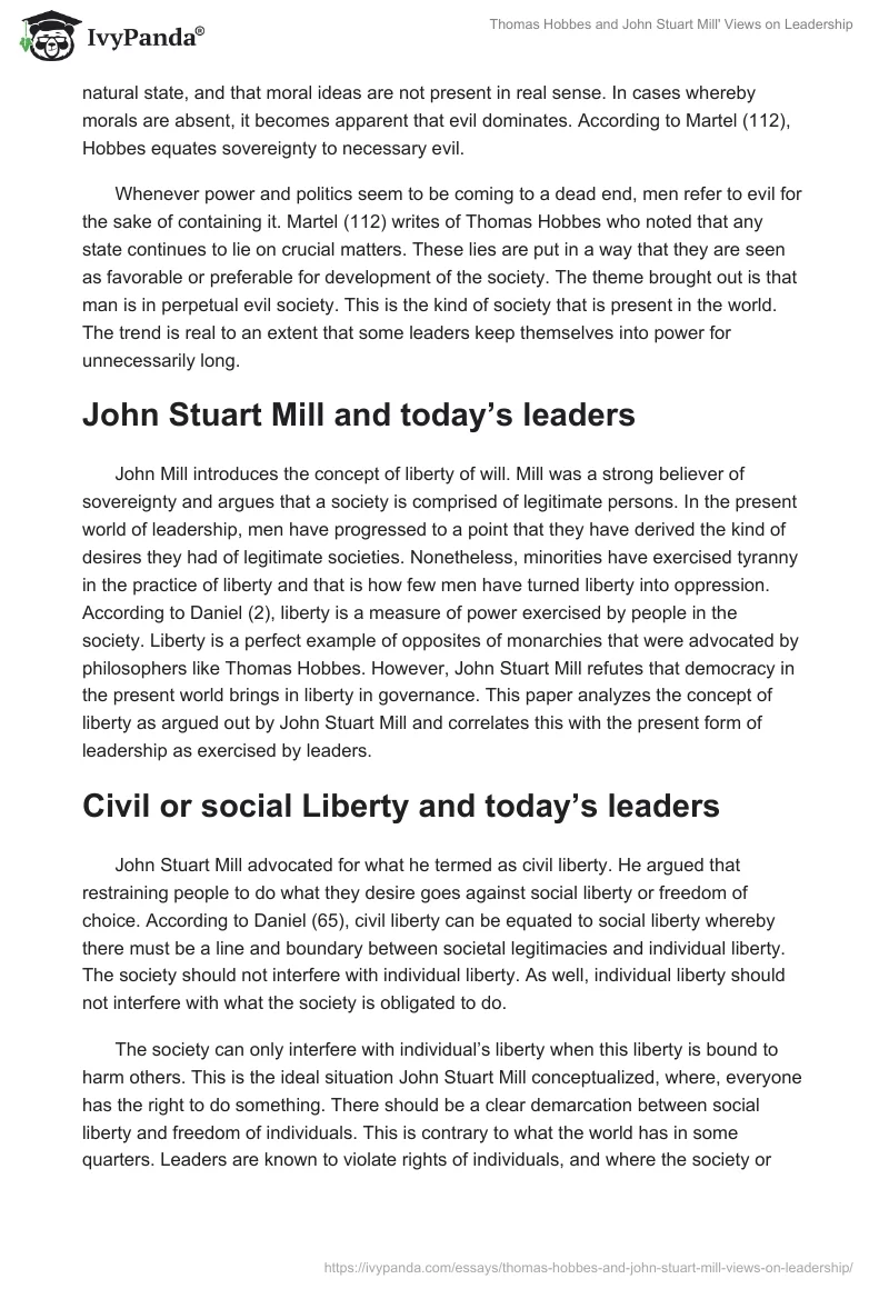 Thomas Hobbes and John Stuart Mill' Views on Leadership. Page 3