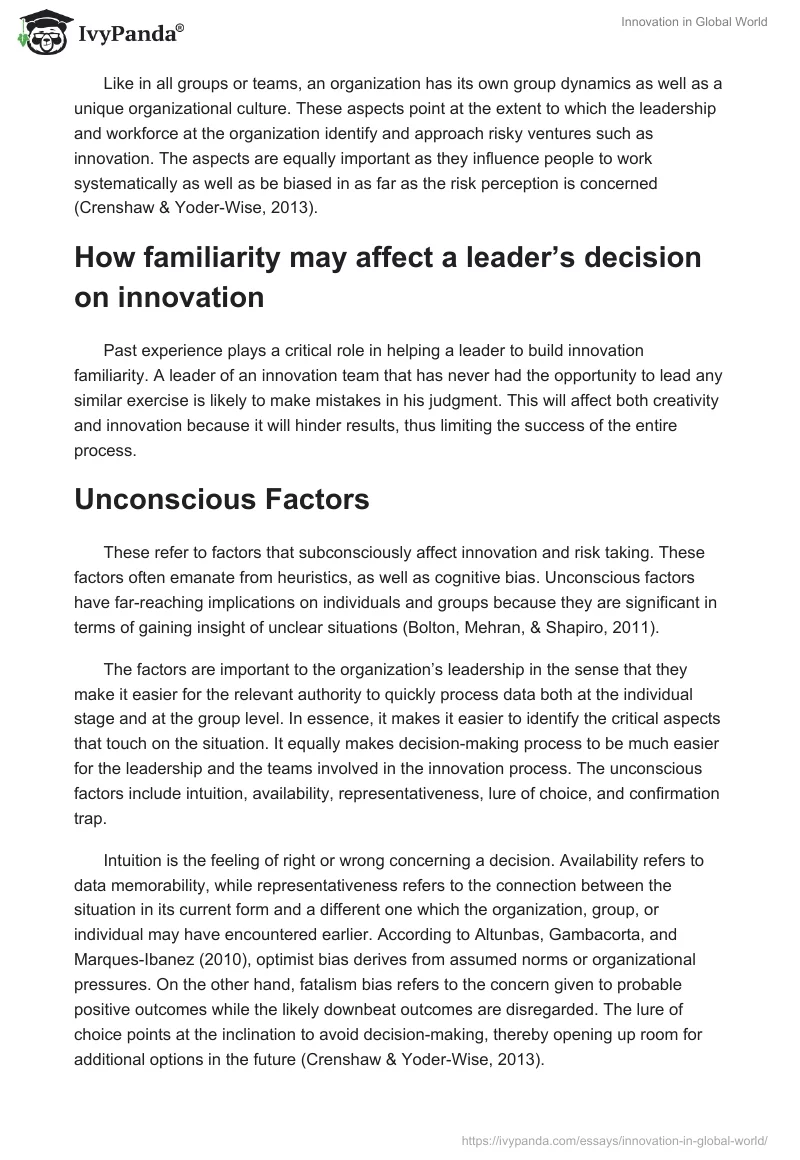 Innovation in Global World. Page 2