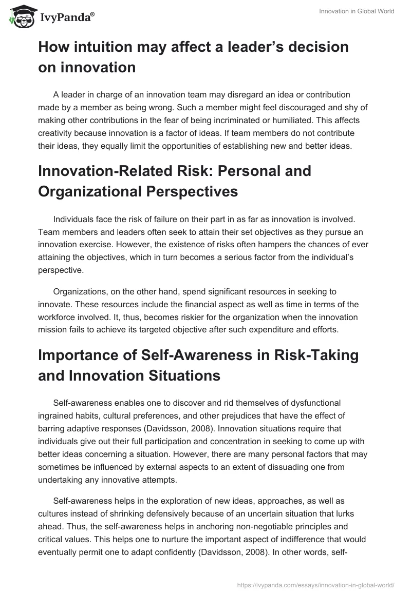 Innovation in Global World. Page 3