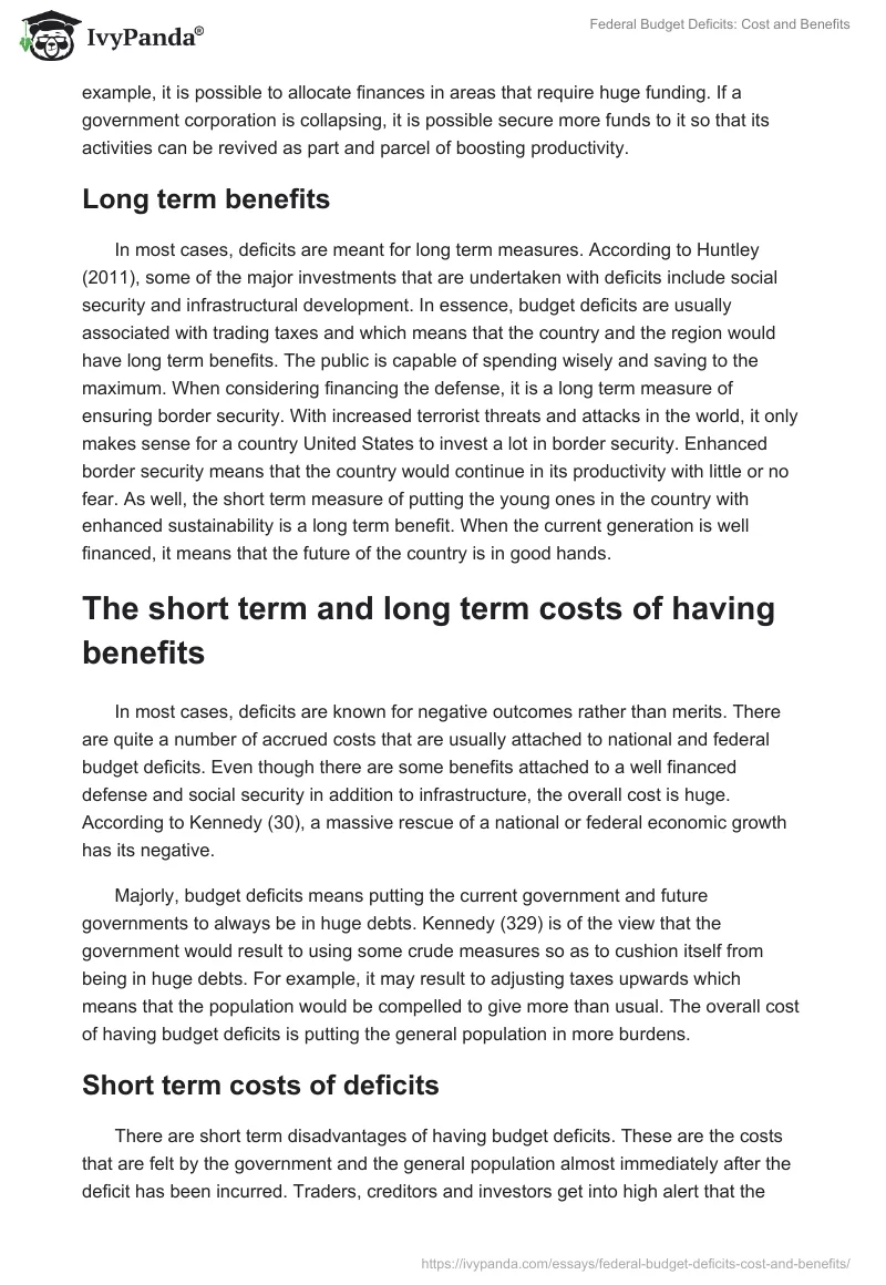 Federal Budget Deficits: Cost and Benefits. Page 2