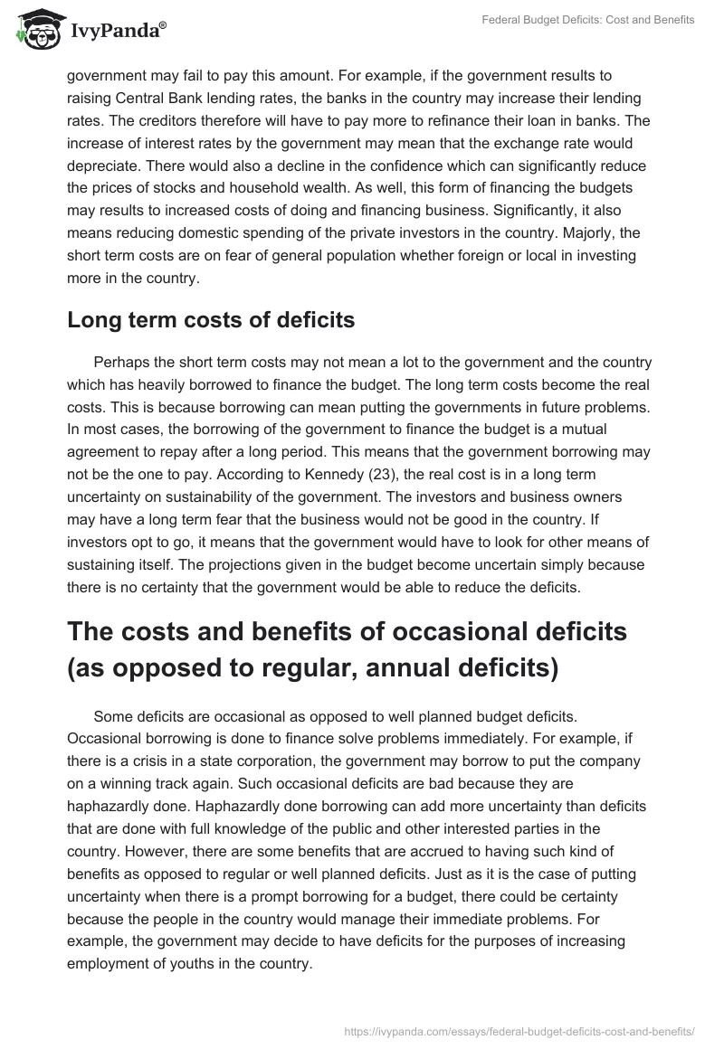 Federal Budget Deficits: Cost and Benefits. Page 3