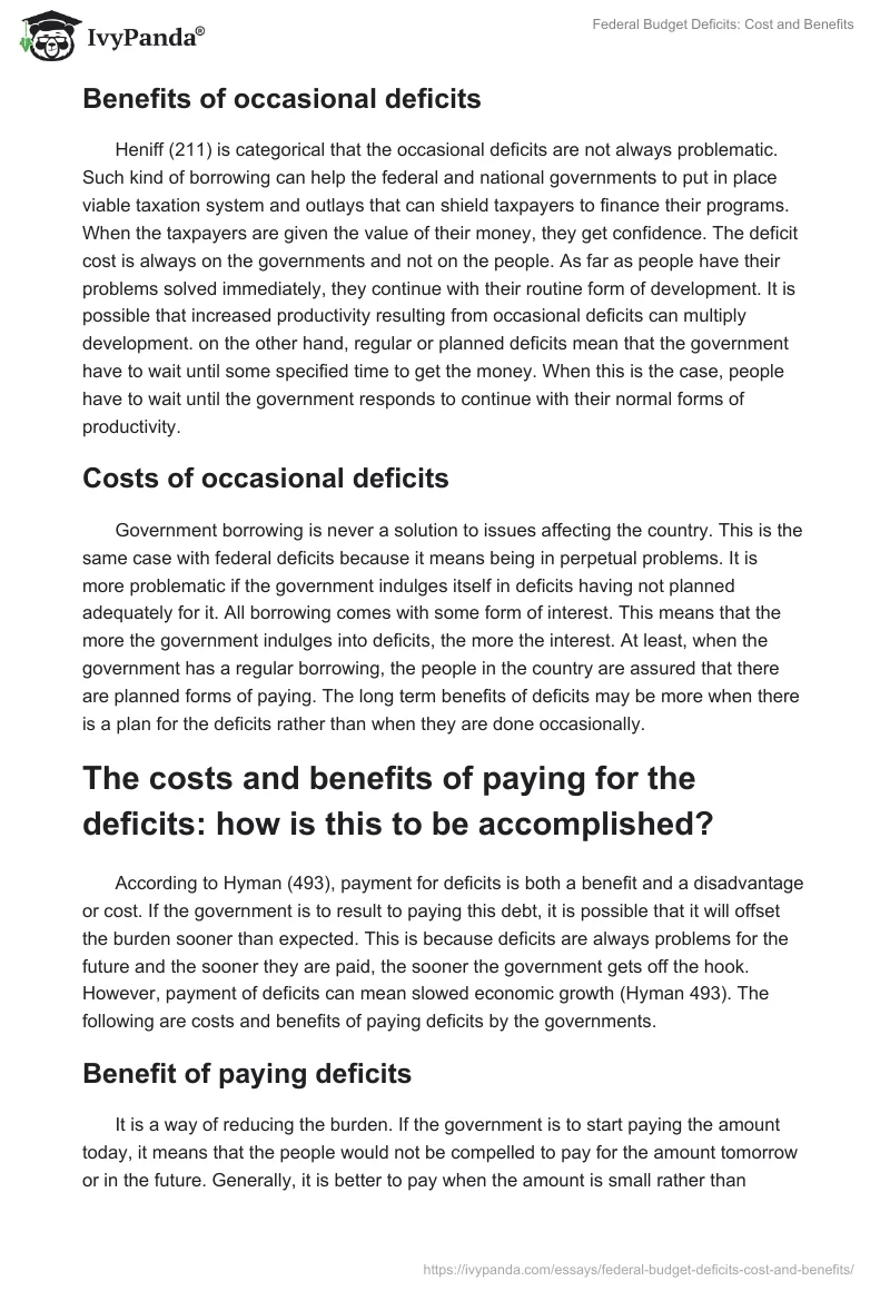 Federal Budget Deficits: Cost and Benefits. Page 4