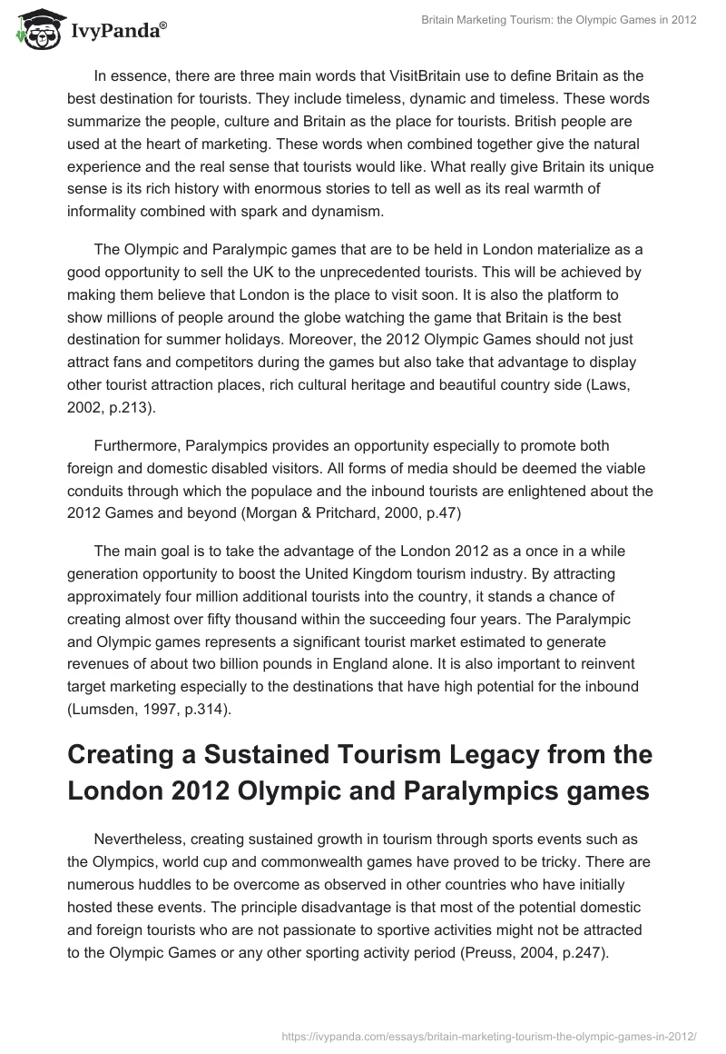 Britain Marketing Tourism: the Olympic Games in 2012. Page 4
