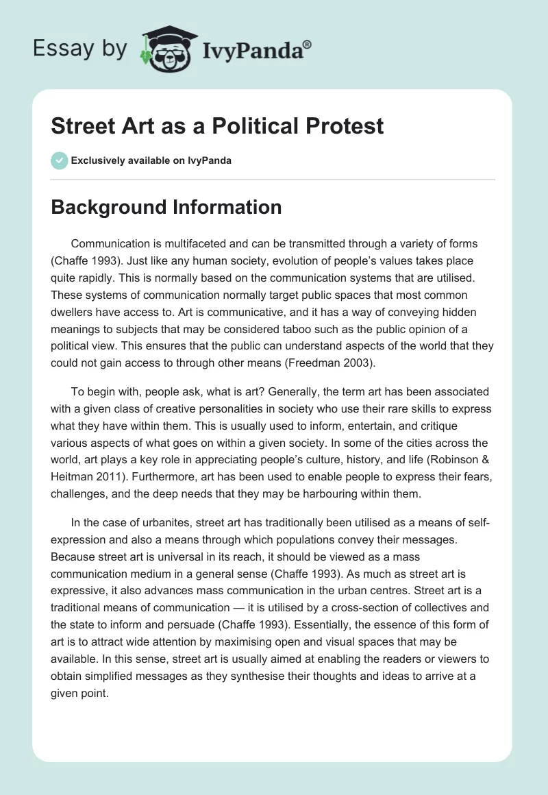 Street Art as a Political Protest. Page 1