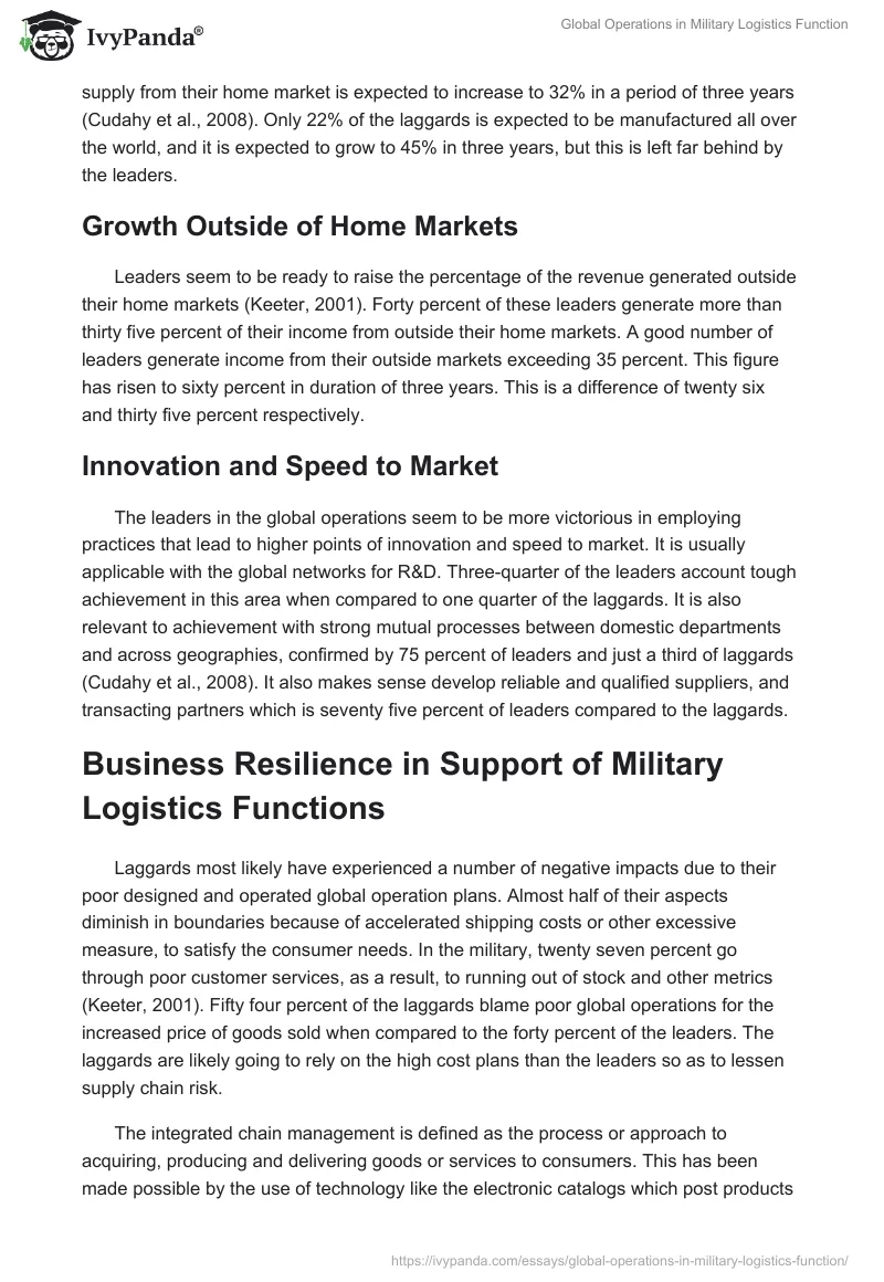 Global Operations in Military Logistics Function. Page 3