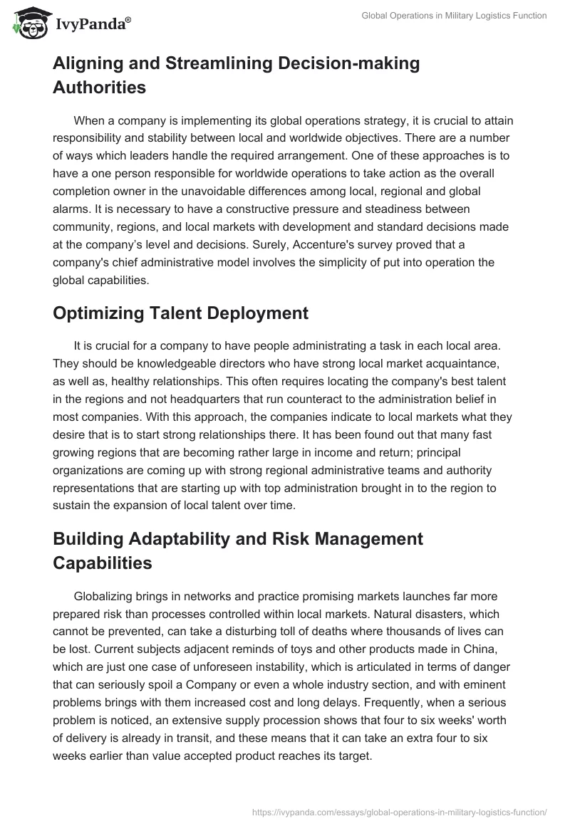 Global Operations in Military Logistics Function. Page 5
