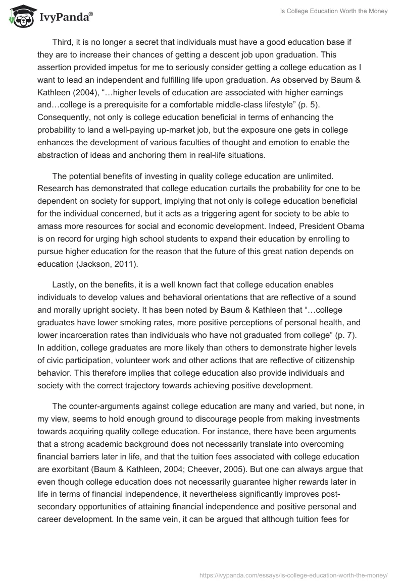 Is College Education Worth the Money. Page 2