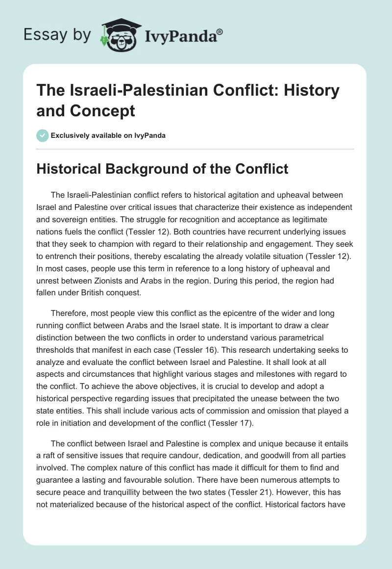 The Israeli-Palestinian Conflict: History and Concept. Page 1