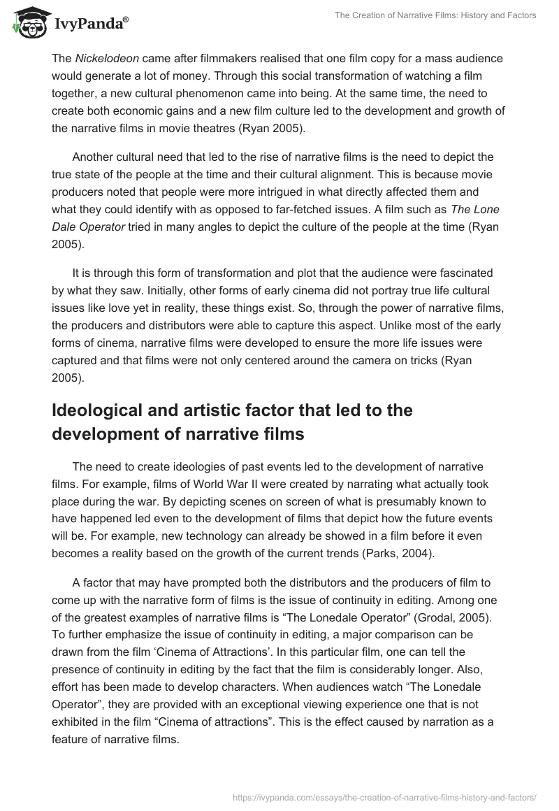 The Creation of Narrative Films: History and Factors. Page 4