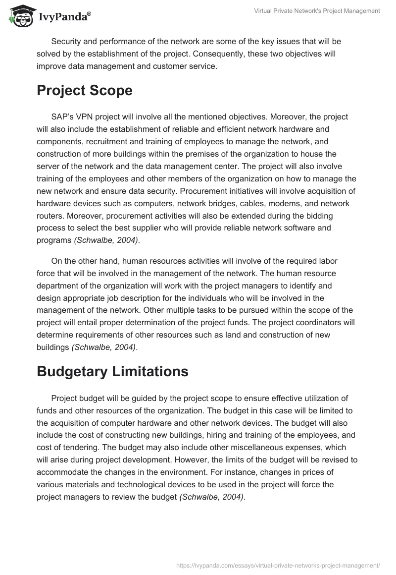 Virtual Private Network's Project Management. Page 2