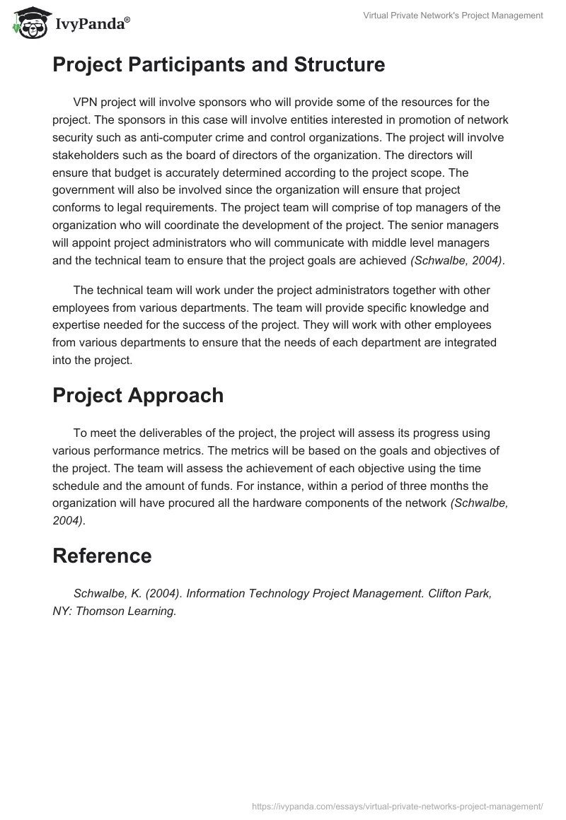 Virtual Private Network's Project Management. Page 3