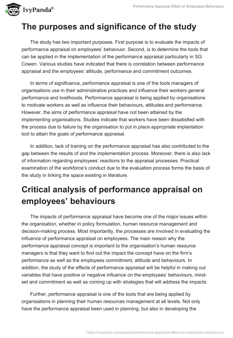 Performance Appraisal Effect on Employees Behaviours. Page 2