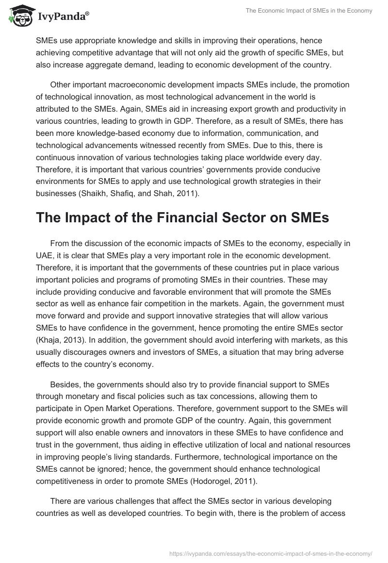 The Economic Impact of SMEs in the Economy. Page 3