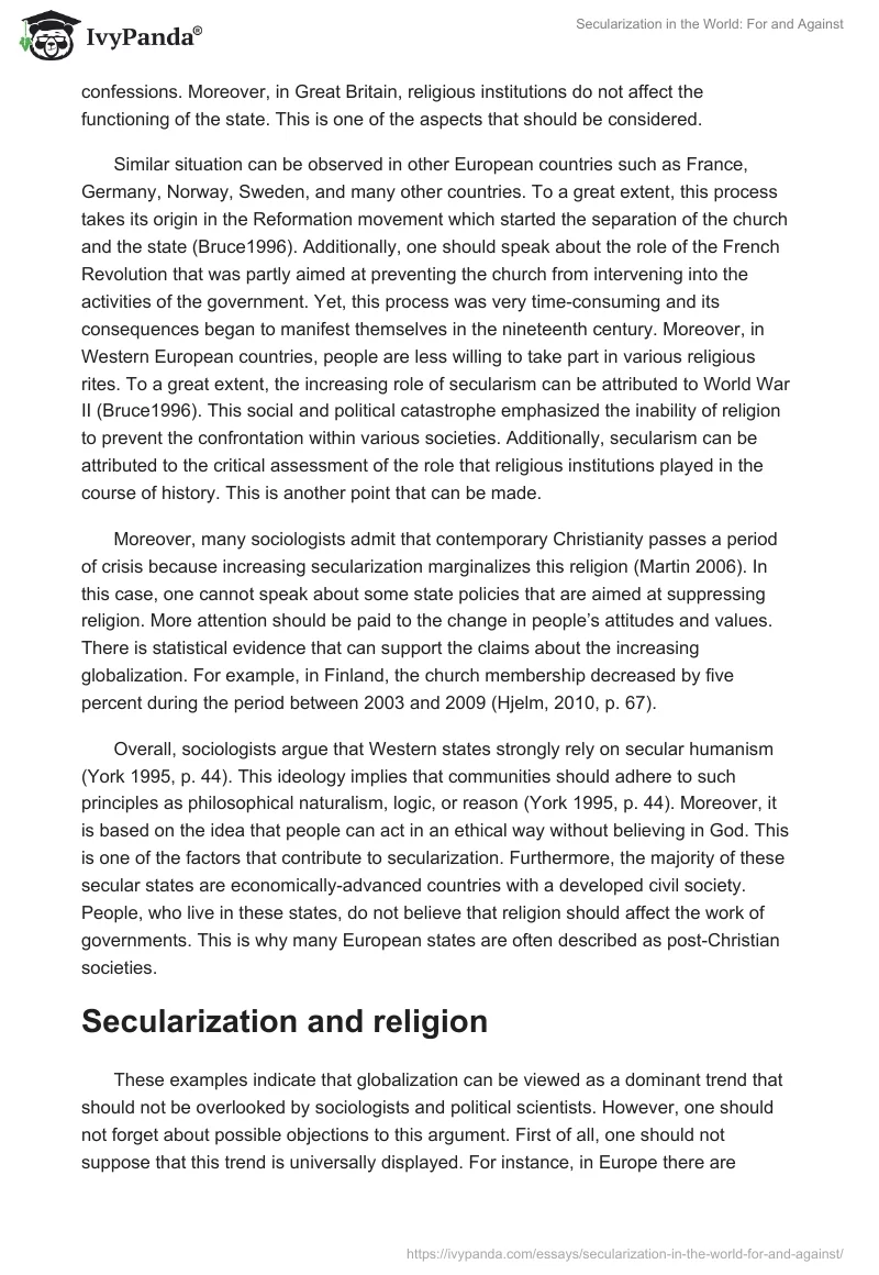 Secularization in the World: For and Against. Page 2
