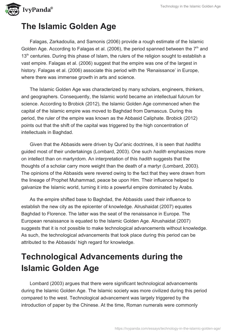 Technology in the Islamic Golden Age. Page 2