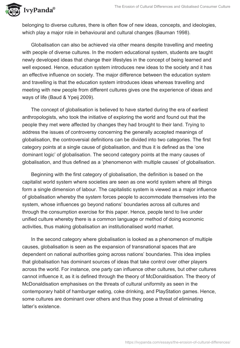 The Erosion of Cultural Differences and Globalised Consumer Culture. Page 2