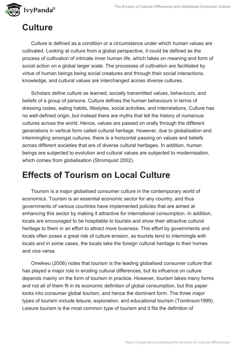The Erosion of Cultural Differences and Globalised Consumer Culture. Page 3