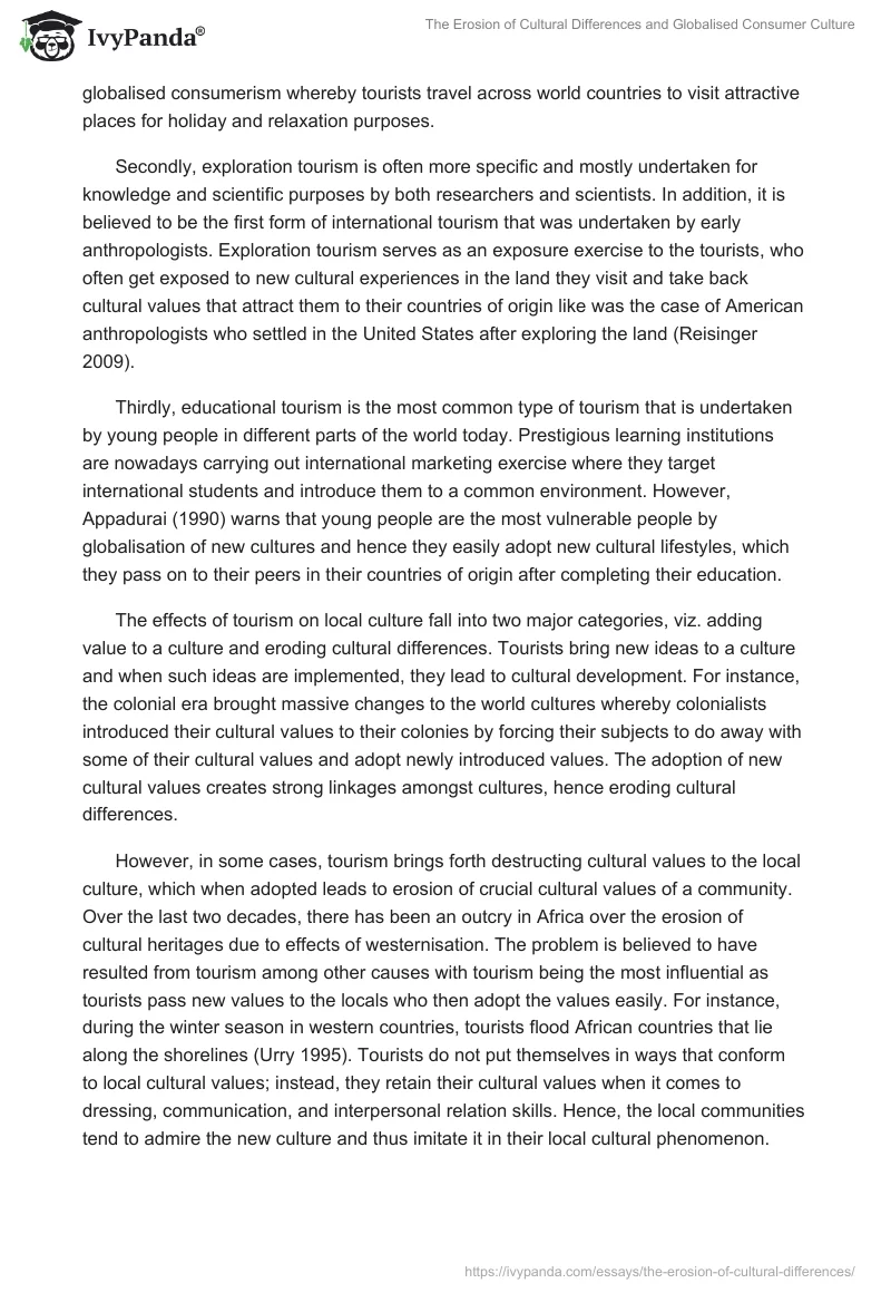 The Erosion of Cultural Differences and Globalised Consumer Culture. Page 4