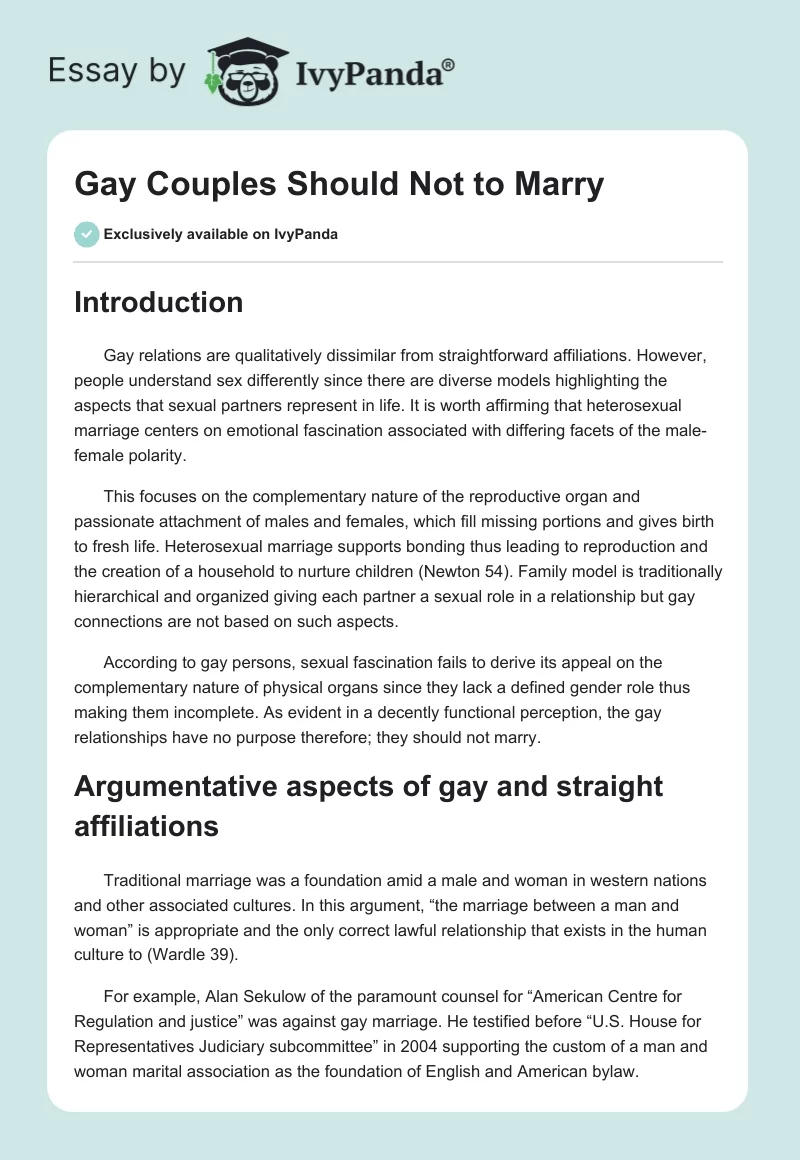Gay Couples Should Not to Marry. Page 1