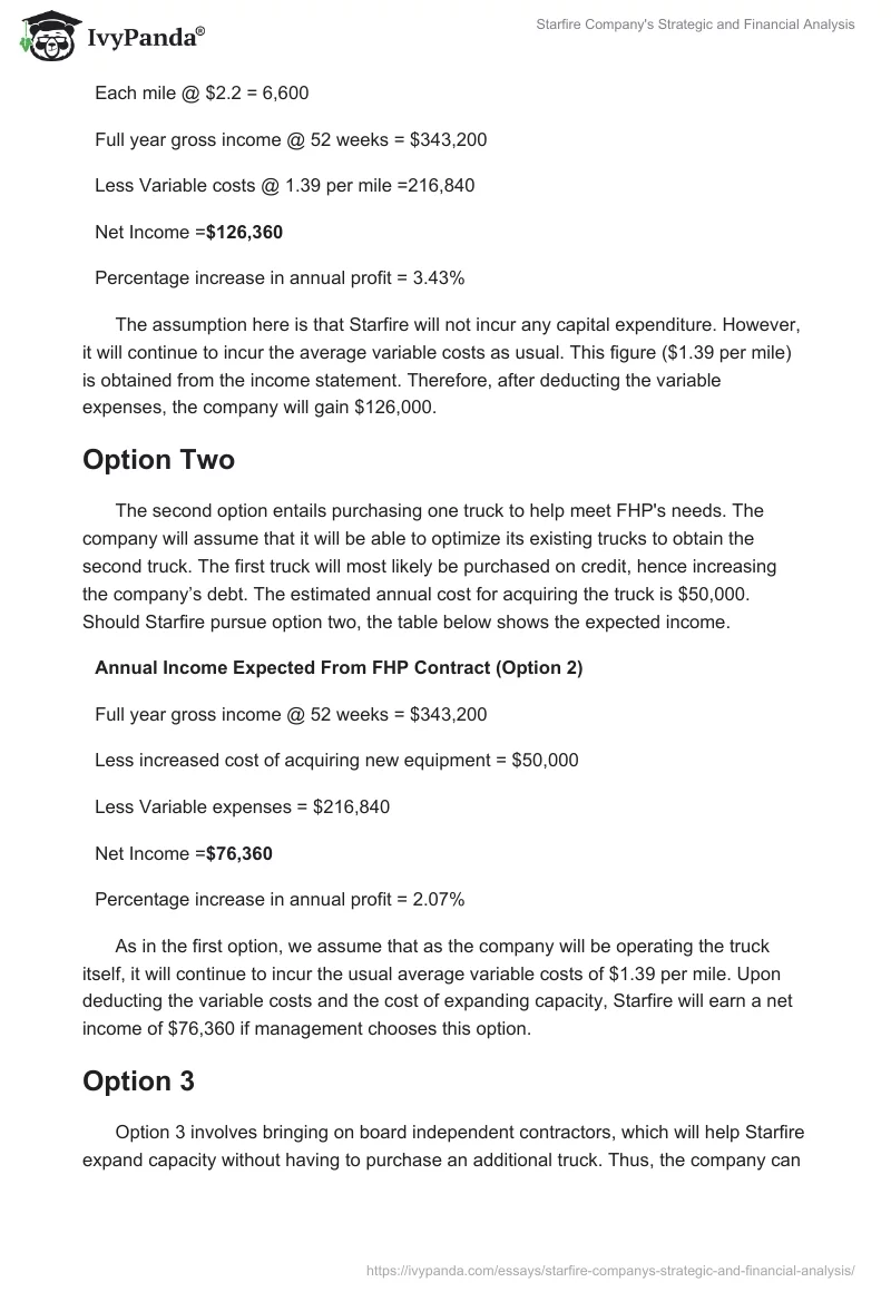 Starfire Company's Strategic and Financial Analysis. Page 2