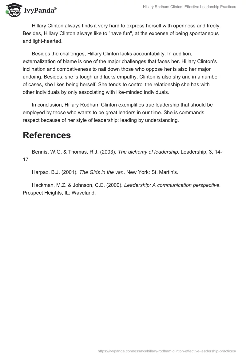 Hillary Rodham Clinton: Effective Leadership Practices. Page 4