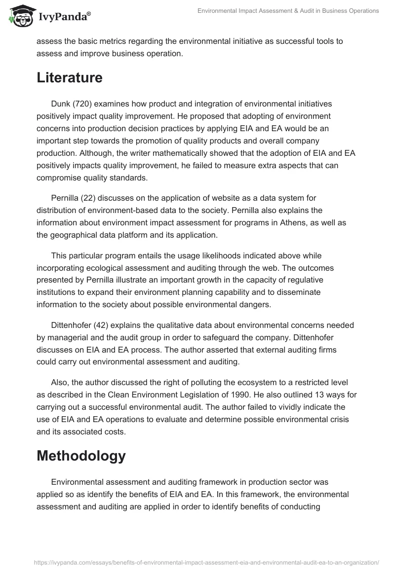 Environmental Impact Assessment & Audit in Business Operations. Page 2