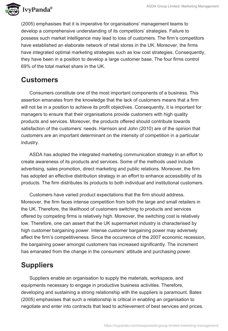 ASDA Group Limited: Marketing Management. Page 4