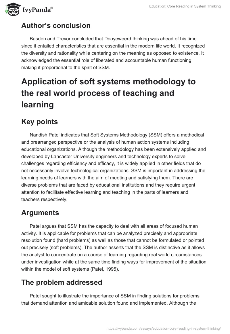 Education: Core Reading in System Thinking. Page 3