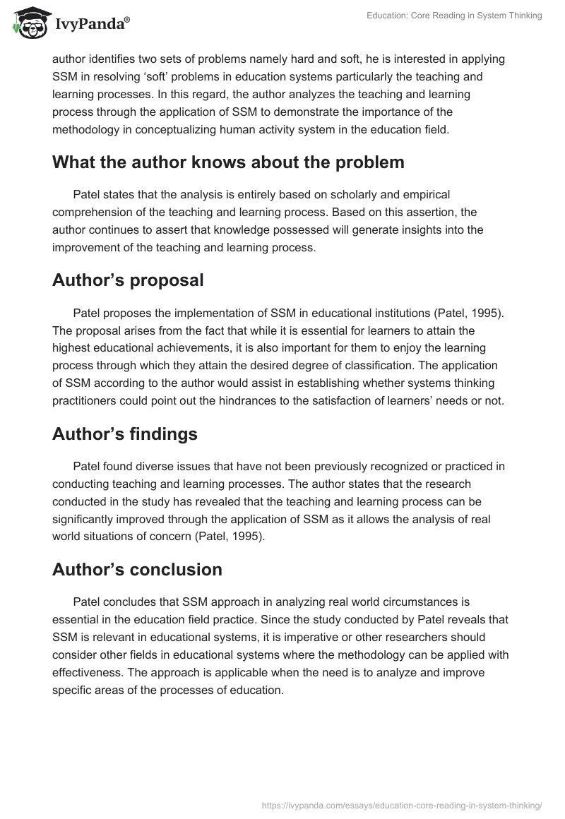 Education: Core Reading in System Thinking. Page 4