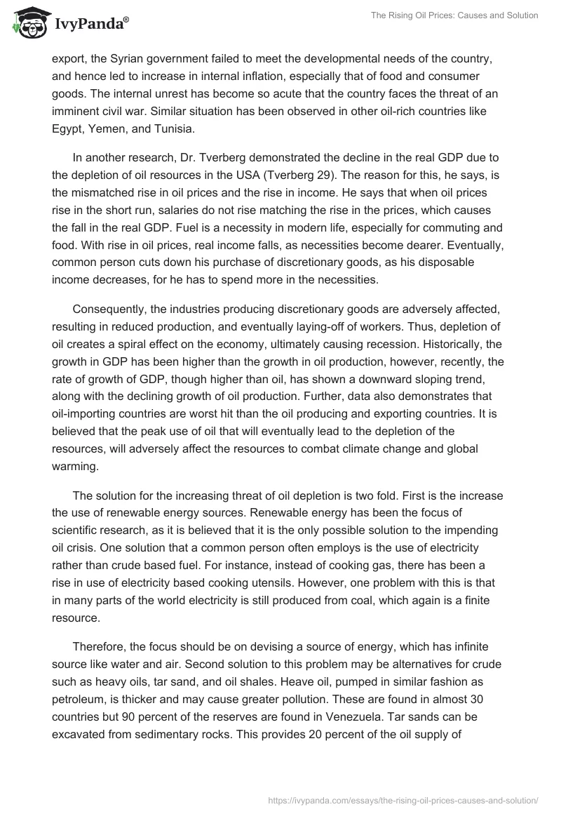 The Rising Oil Prices: Causes and Solution. Page 2