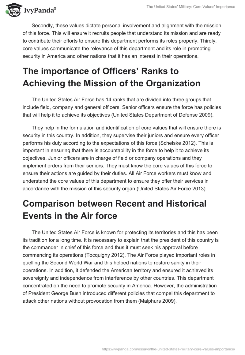 The United States' Military: Core Values' Importance. Page 3