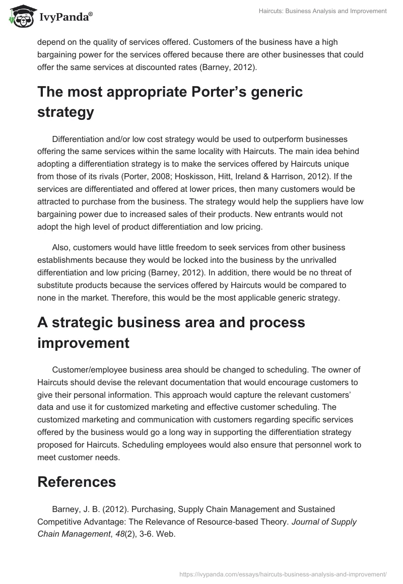 Haircuts: Business Analysis and Improvement. Page 2